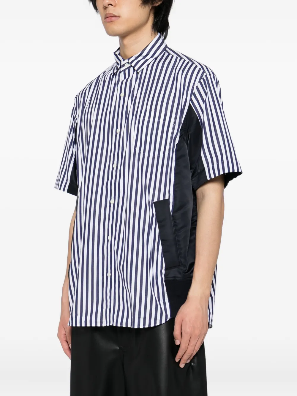 sacai striped poplin shirt Blauw