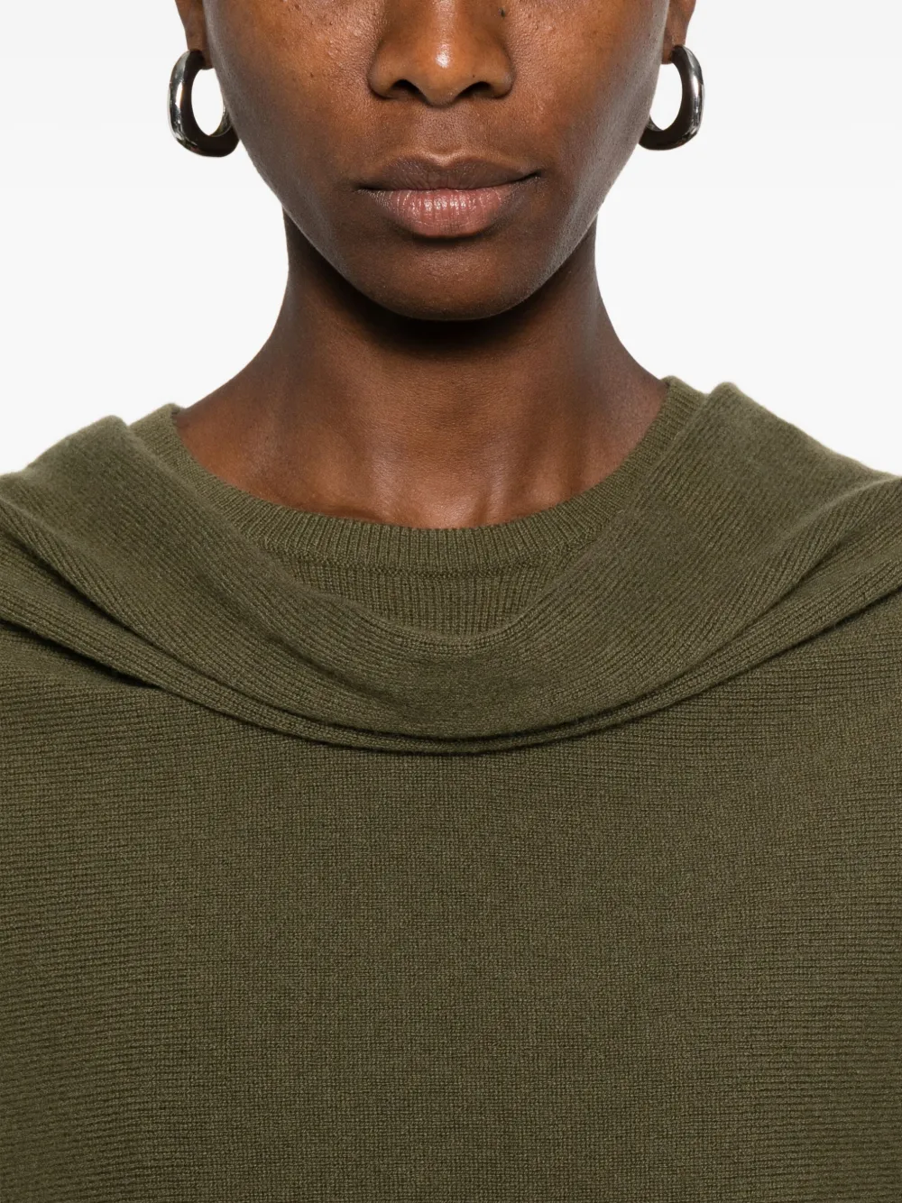 Eric Bompard cowl-neck cashmere poncho Groen