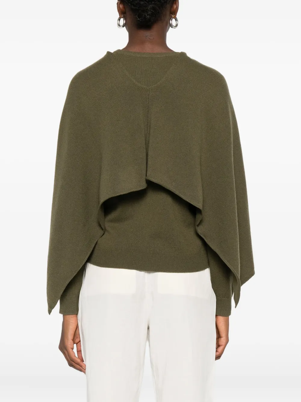 Eric Bompard cowl-neck cashmere poncho Groen