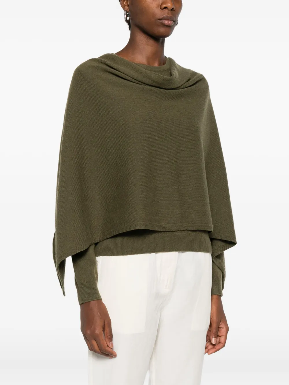 Eric Bompard cowl-neck cashmere poncho Groen