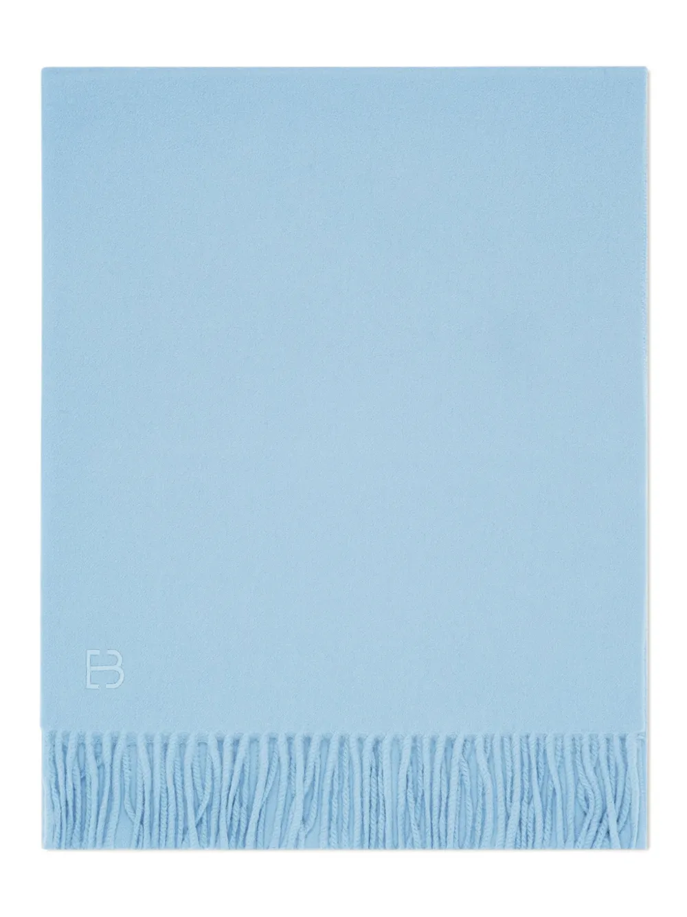 Eric Bompard monogram fringed scarf - ブルー Eric Bompard monogram fringed scarf - ブルー