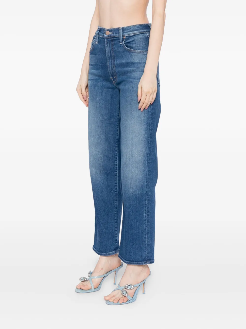 Mother The Rambler Zip Flood Straight-leg Jeans In Blue
