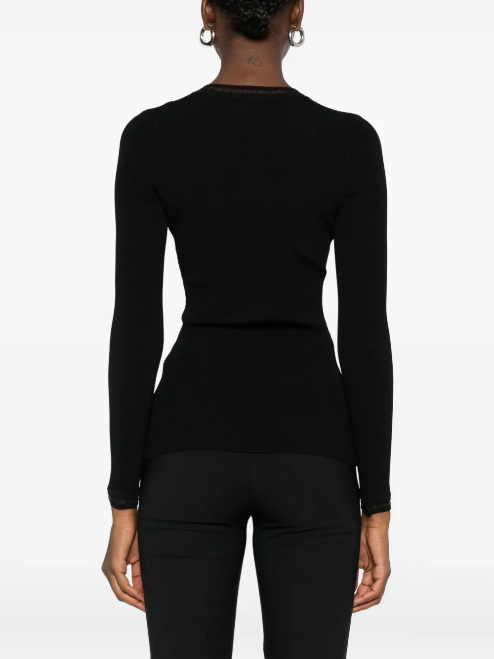 Elisabetta Franchi ribbed-knit long-sleeve t-shirt Zwart
