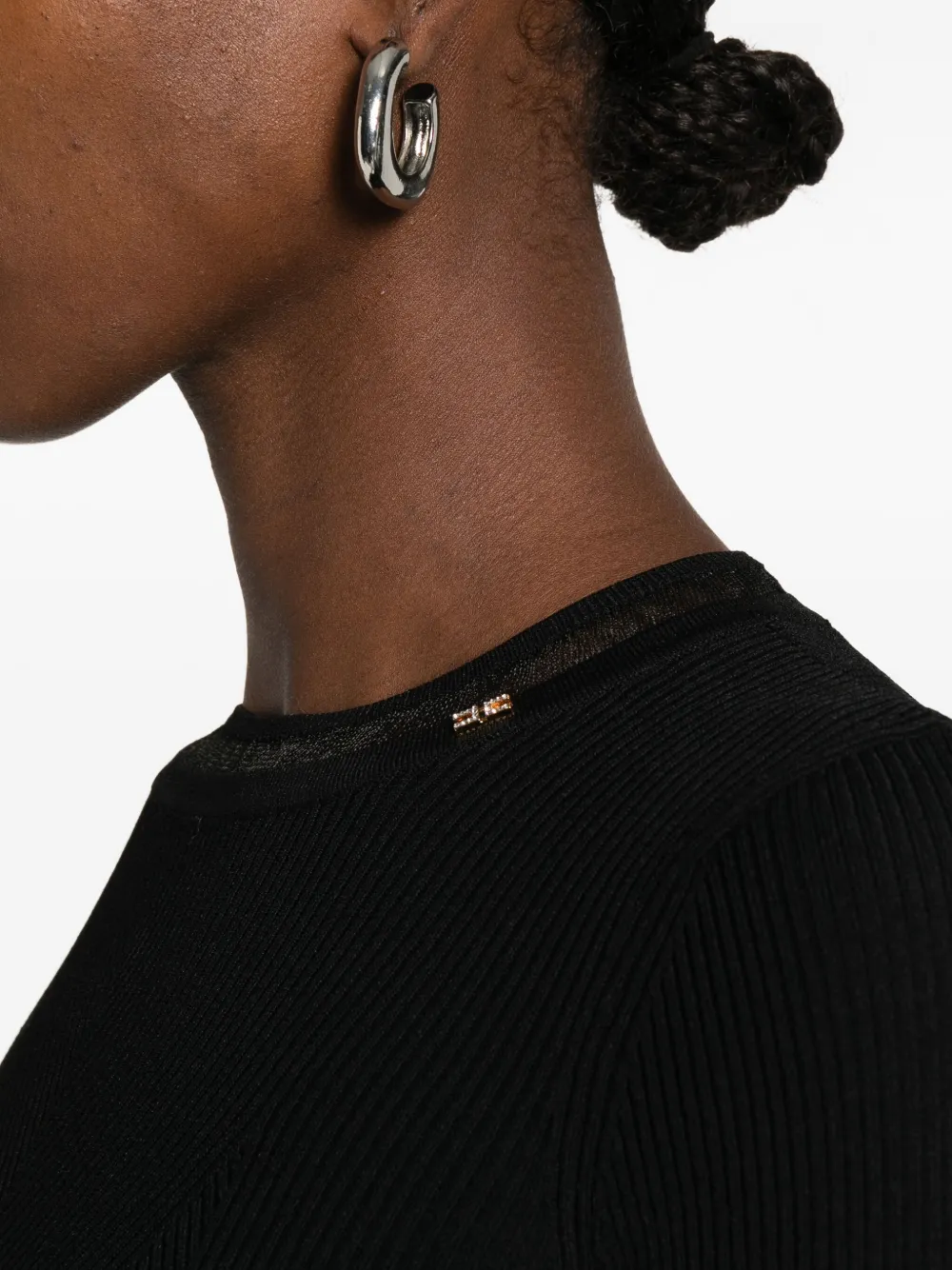 Elisabetta Franchi ribbed-knit long-sleeve t-shirt Zwart
