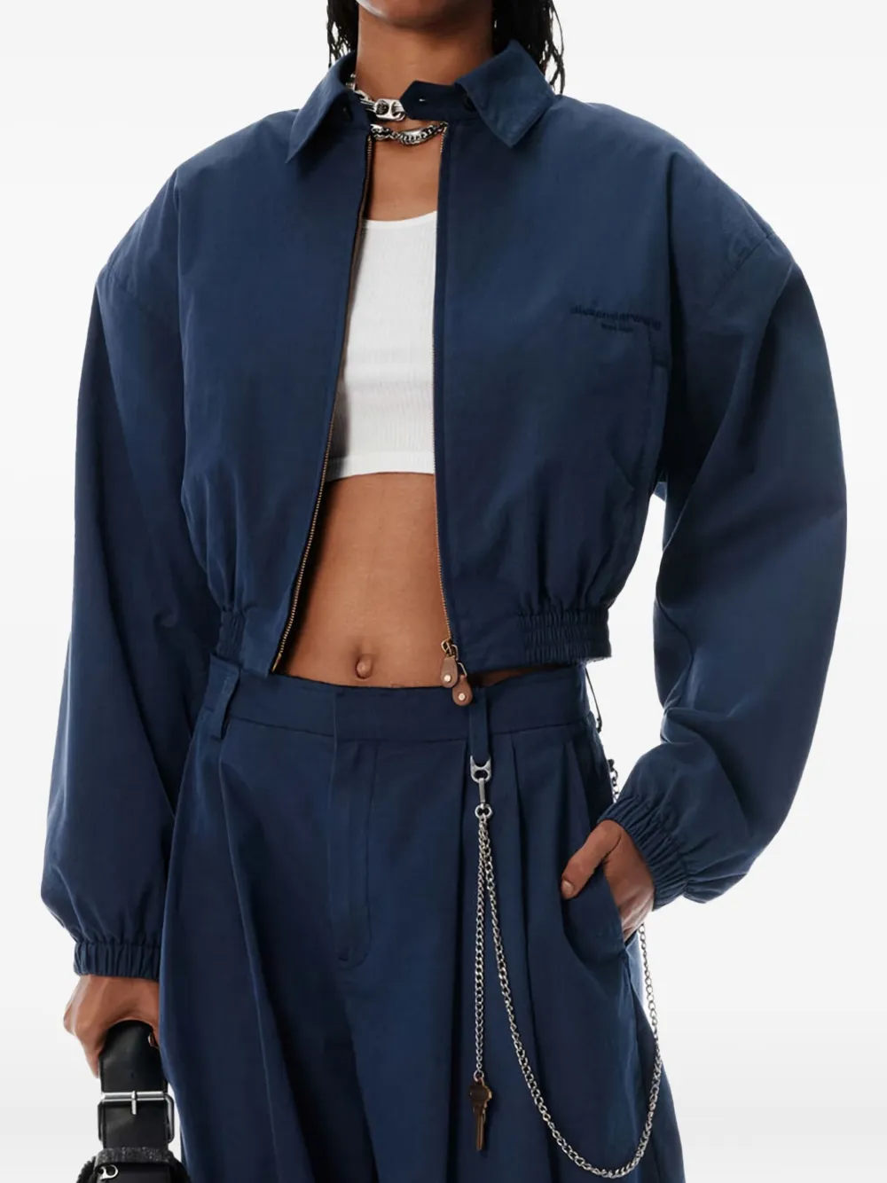 Alexander Wang Cropped gesmockt Harrington jack Blauw