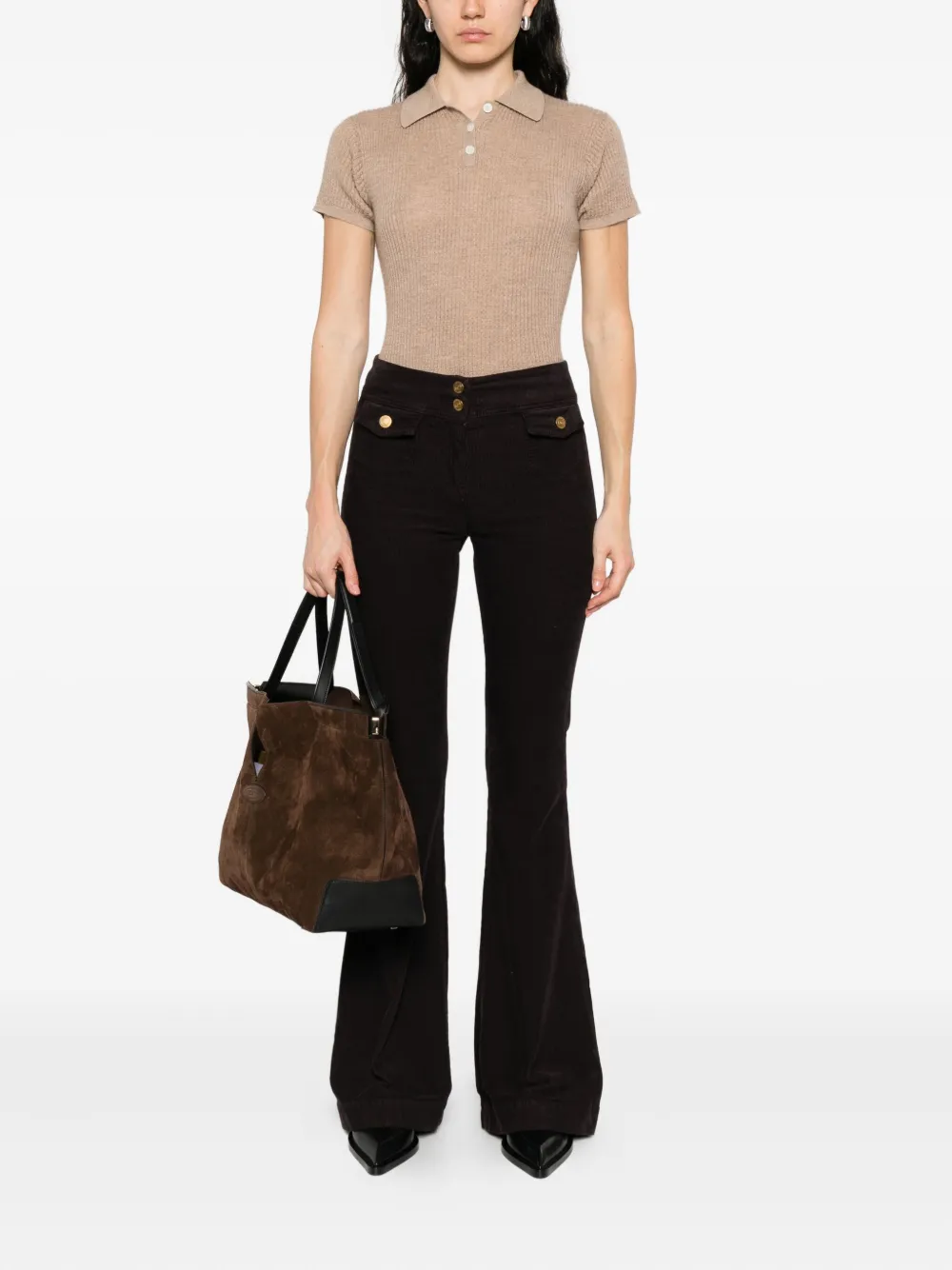 Seafarer Flared broek met knoopsluiting - Bruin