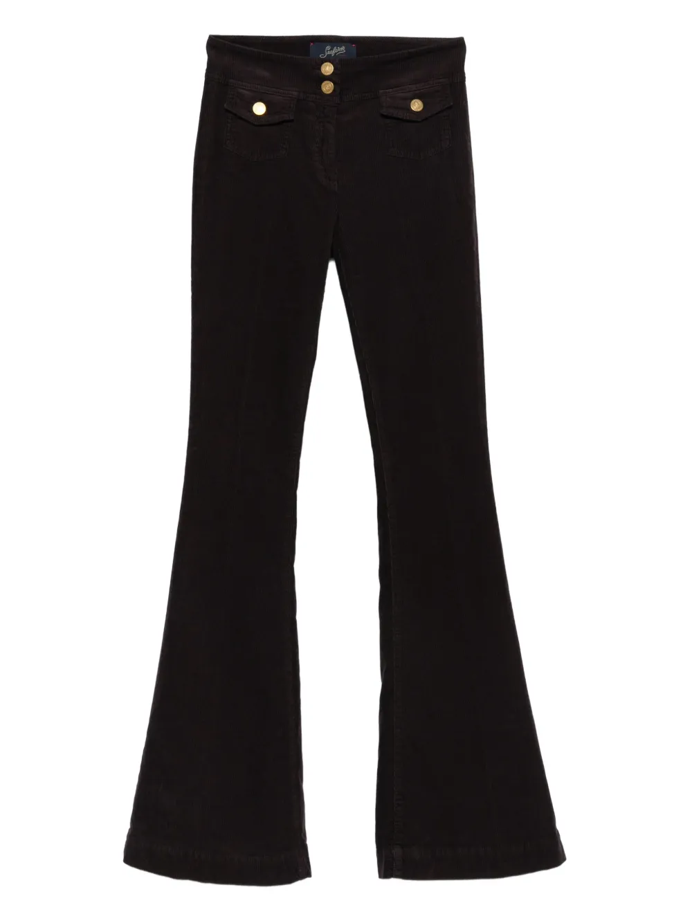 button-fastening flared trousers