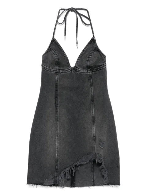 Blumarine halter-neck frayed denim dress