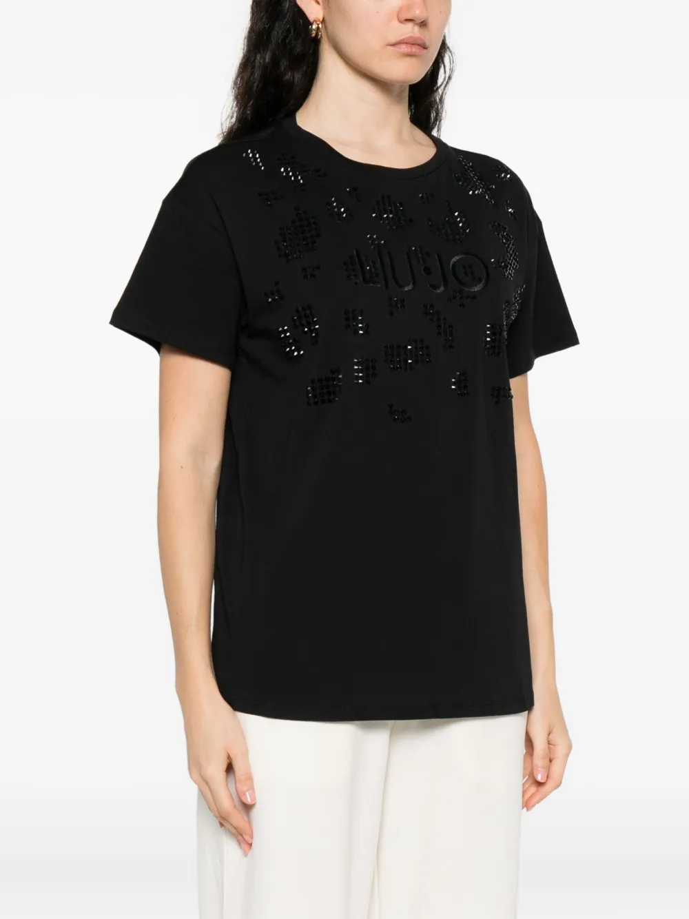 LIU JO crystal-embellished cotton T-shirt Zwart