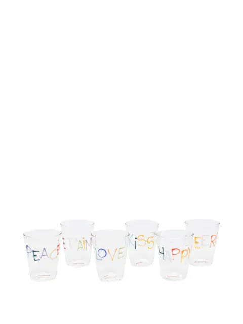 Massimo Lunardon hand-painted glass tumbler (9cm x 5cm x 11cm)