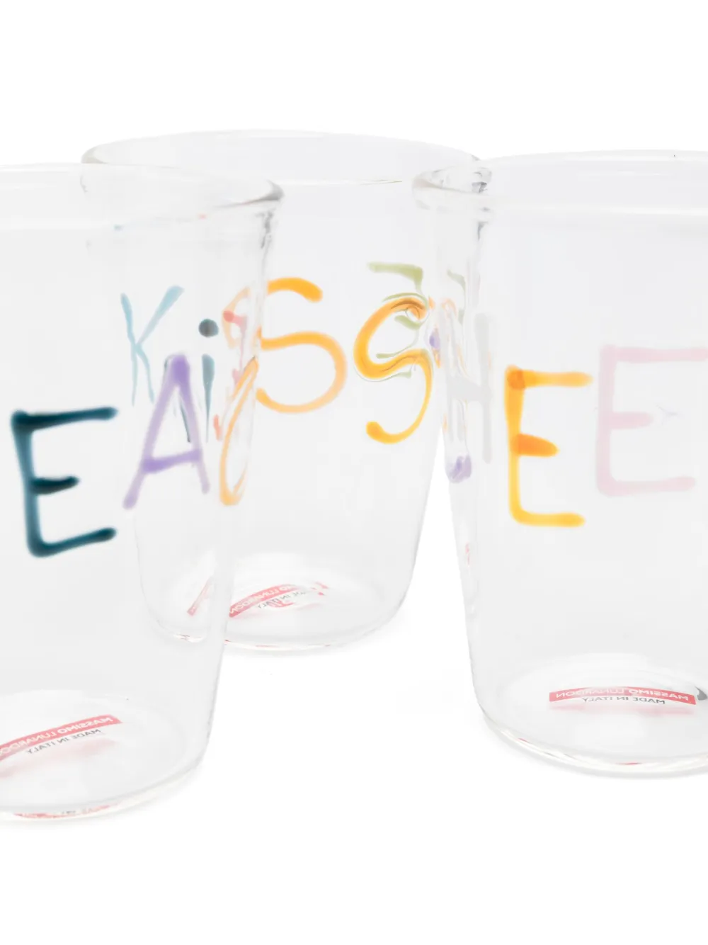 Massimo Lunardon Hand-painted Glass Tumbler (9cm X 5cm X 11cm) In Transparent
