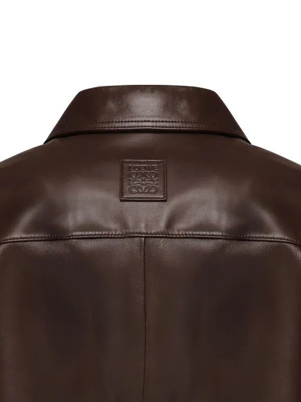 LOEWE レザーシャツジャケット | ブラウン | FARFETCH JP