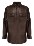 LOEWE button-fastening leather shirt jacket - Brown
