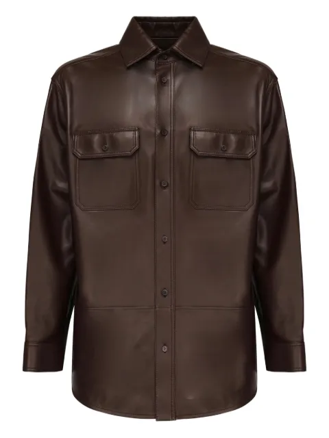 LOEWE button-fastening leather shirt jacket