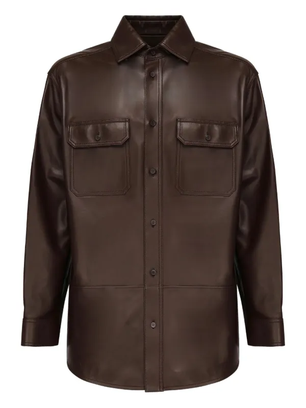LOEWE レザーシャツジャケット | ブラウン | FARFETCH JP