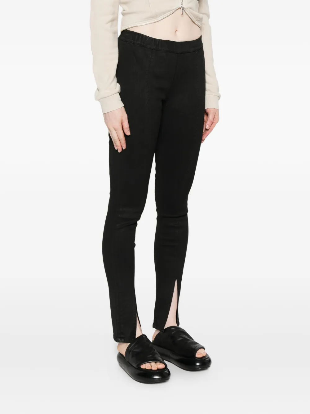 Rick Owens DRKSHDW Jeans met ritsdetail en split aan de voorkant Zwart