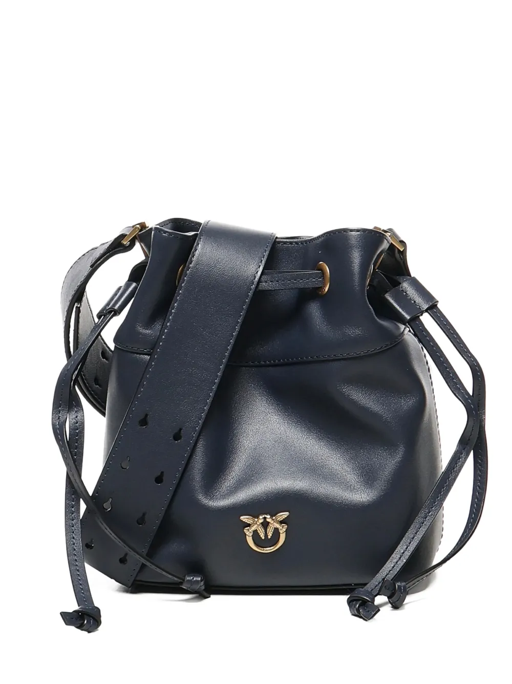 mini drawstring leather bucket bag