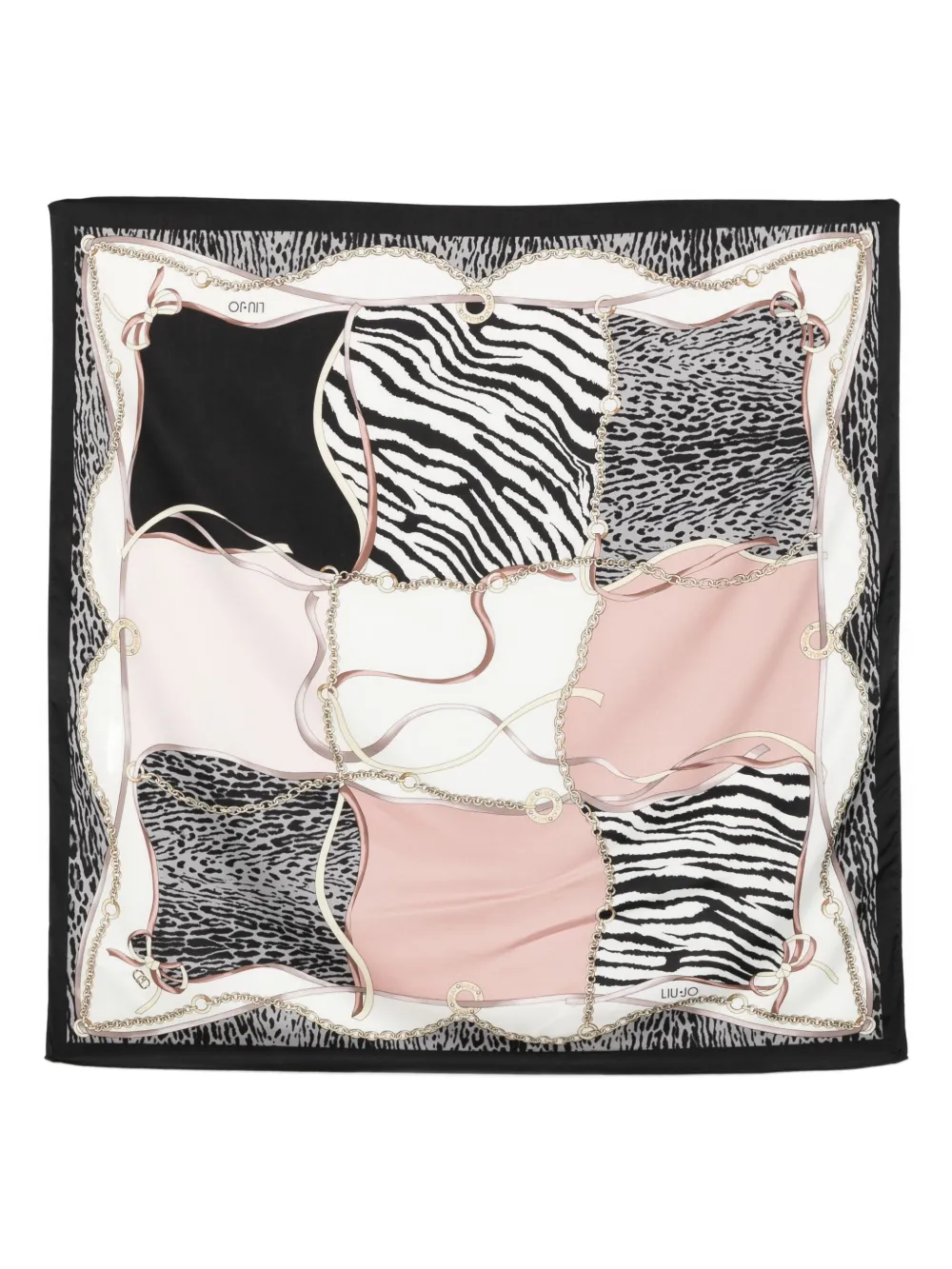 chain-print animal-print scarf