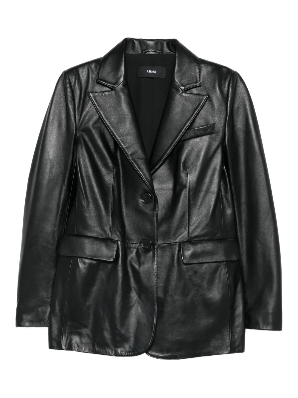 single-breasted leather blazer