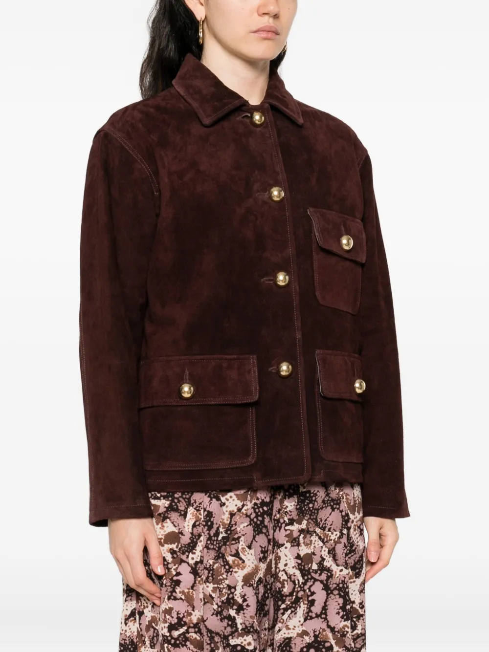 Arma Gold-button Flap-pocket Jacket In Brown