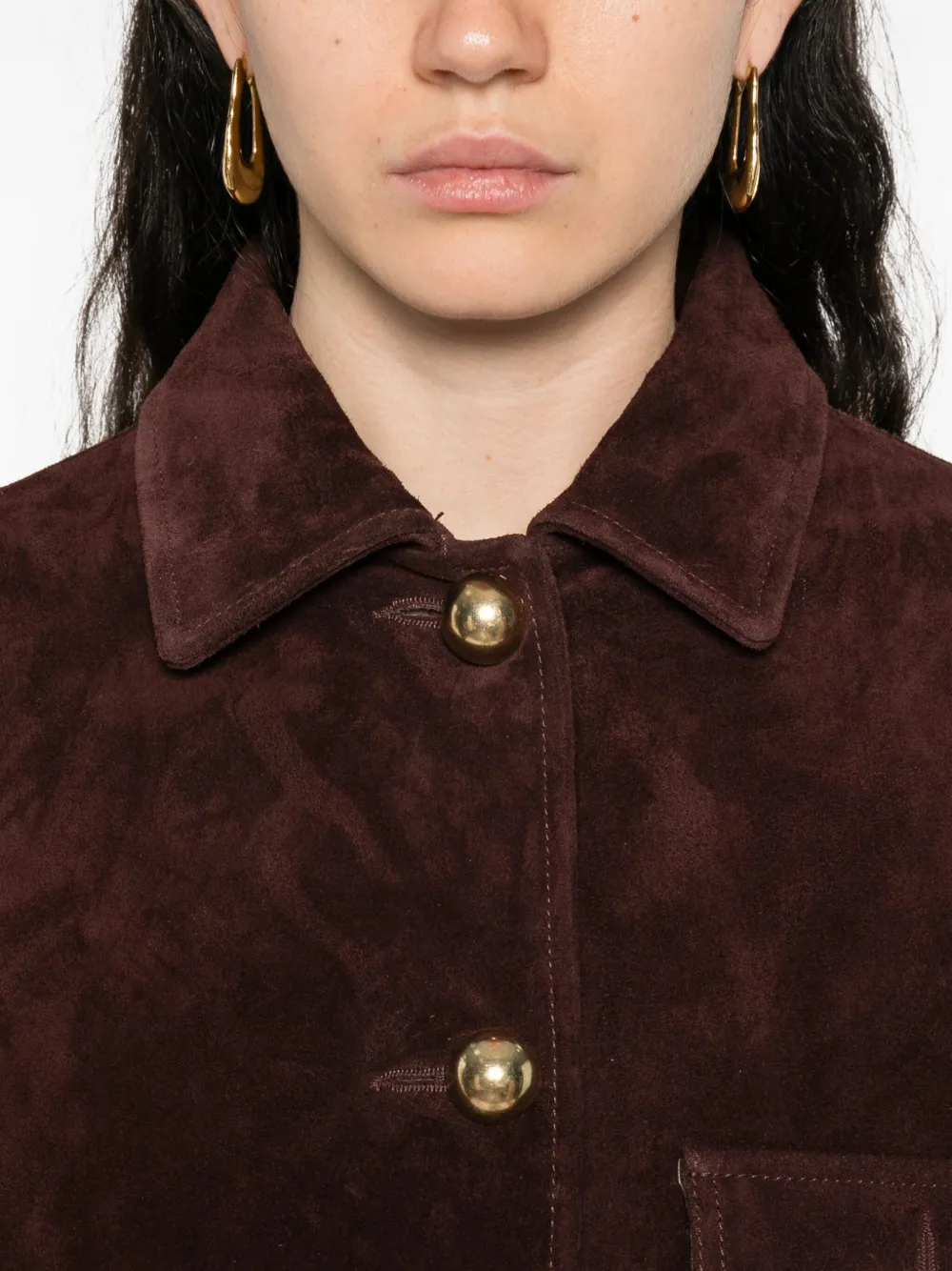 Arma Gold-button Flap-pocket Jacket In Brown