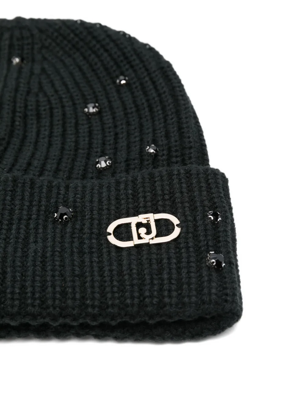 LIU JO crystal-embellished ribbed beanie - Zwart