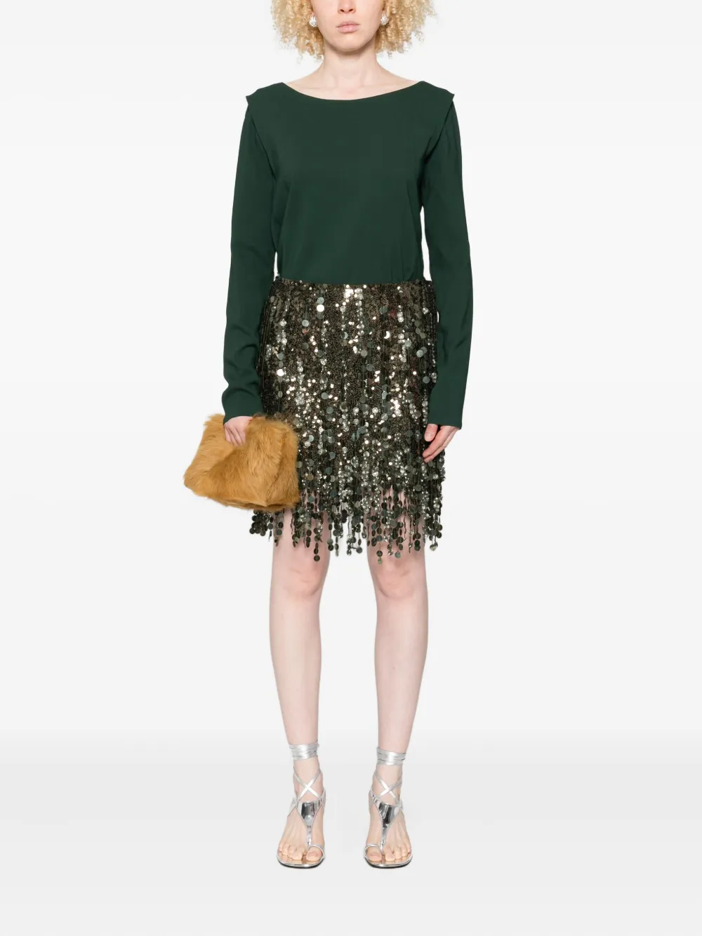 Ermanno Scervino long-sleeve boat-neck top - Groen