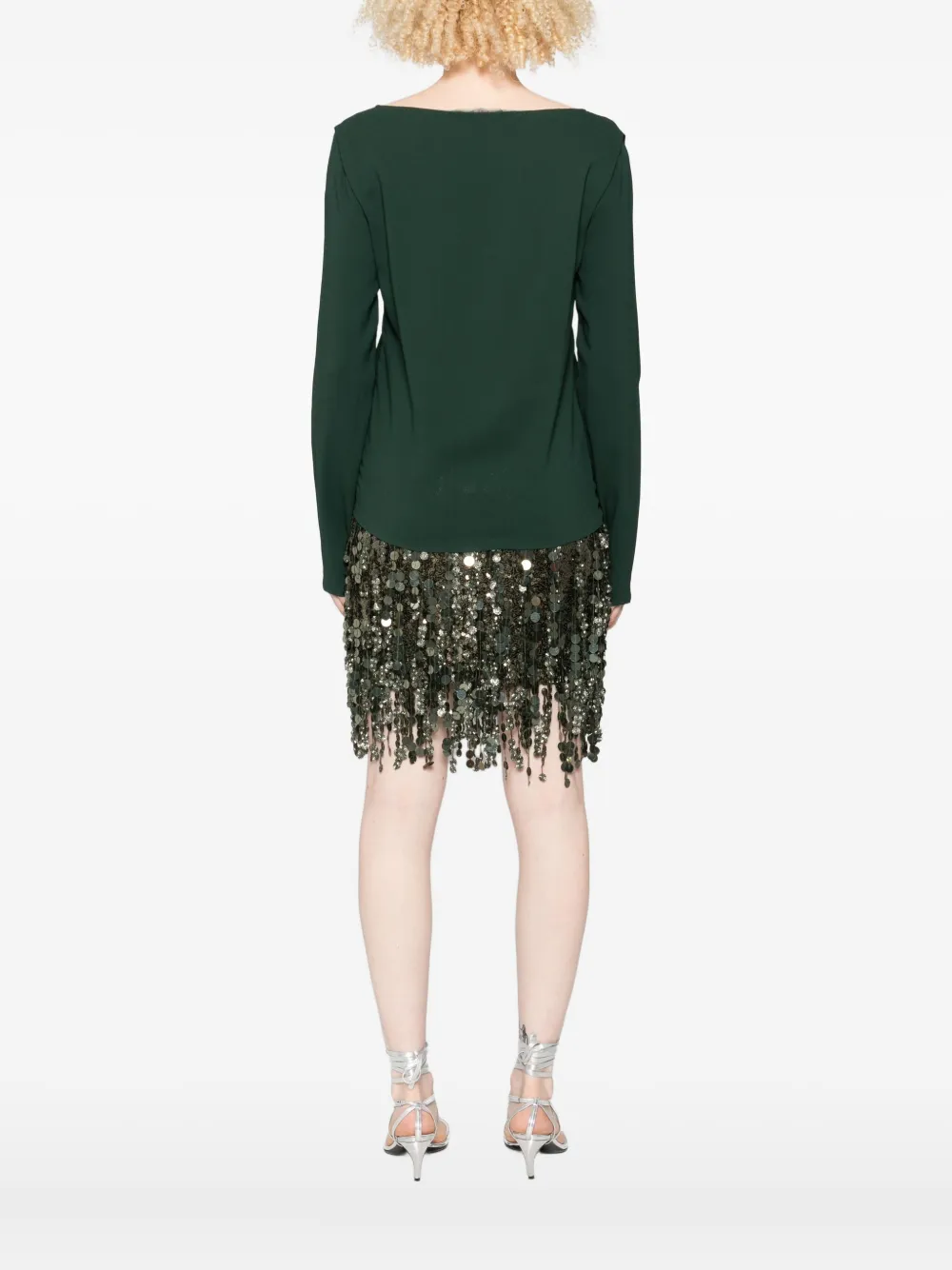 Ermanno Scervino Long-sleeve Boat-neck Top In Green