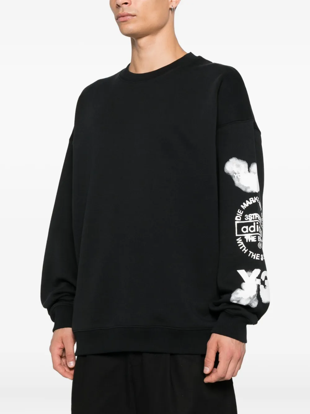 Y-3 Sweater met wolkenprint en ronde hals Zwart