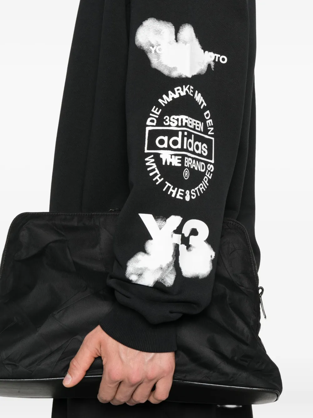 Y-3 Sweater met wolkenprint en ronde hals Zwart