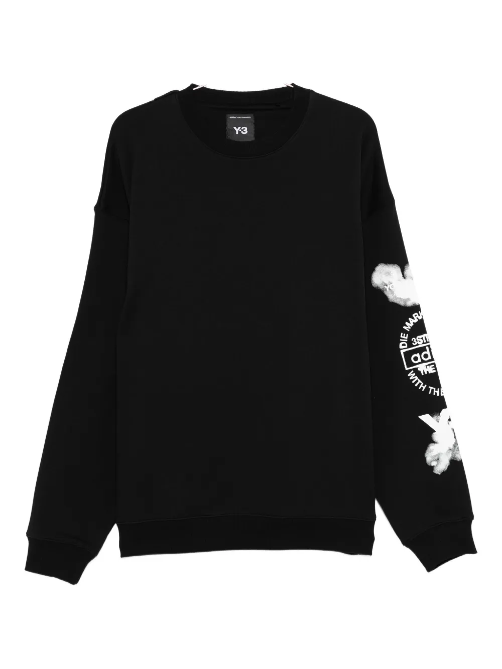 Y-3 Adidas Cloud-print Crew-neck Sweatshirt Clothing In Black