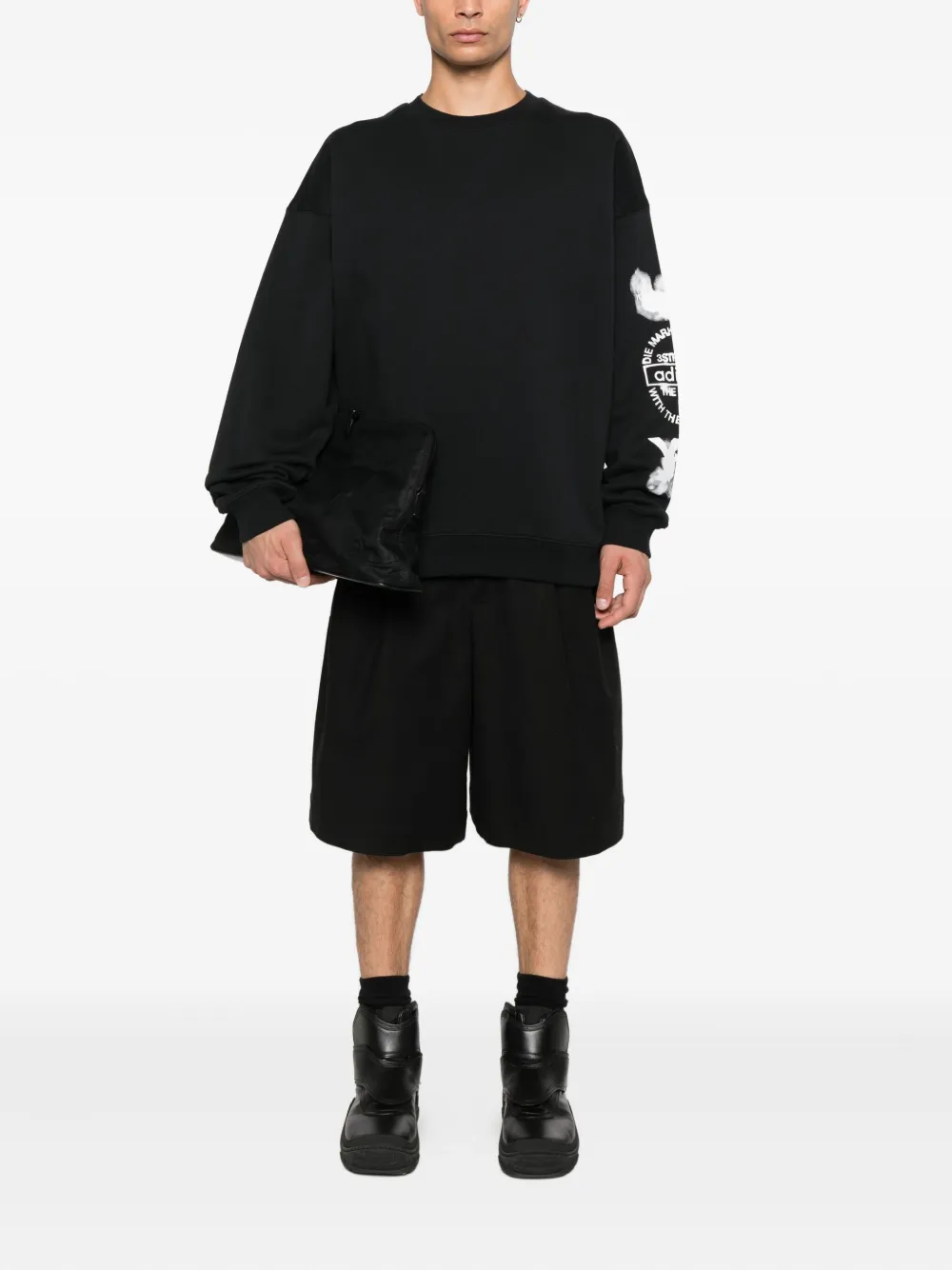 Y-3 Sweater met wolkenprint en ronde hals Zwart