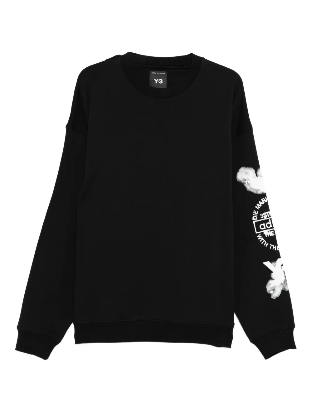 Y-3 Sweater met wolkenprint en ronde hals Zwart