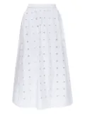 Posse open-cut dots midi A-line skirt - White