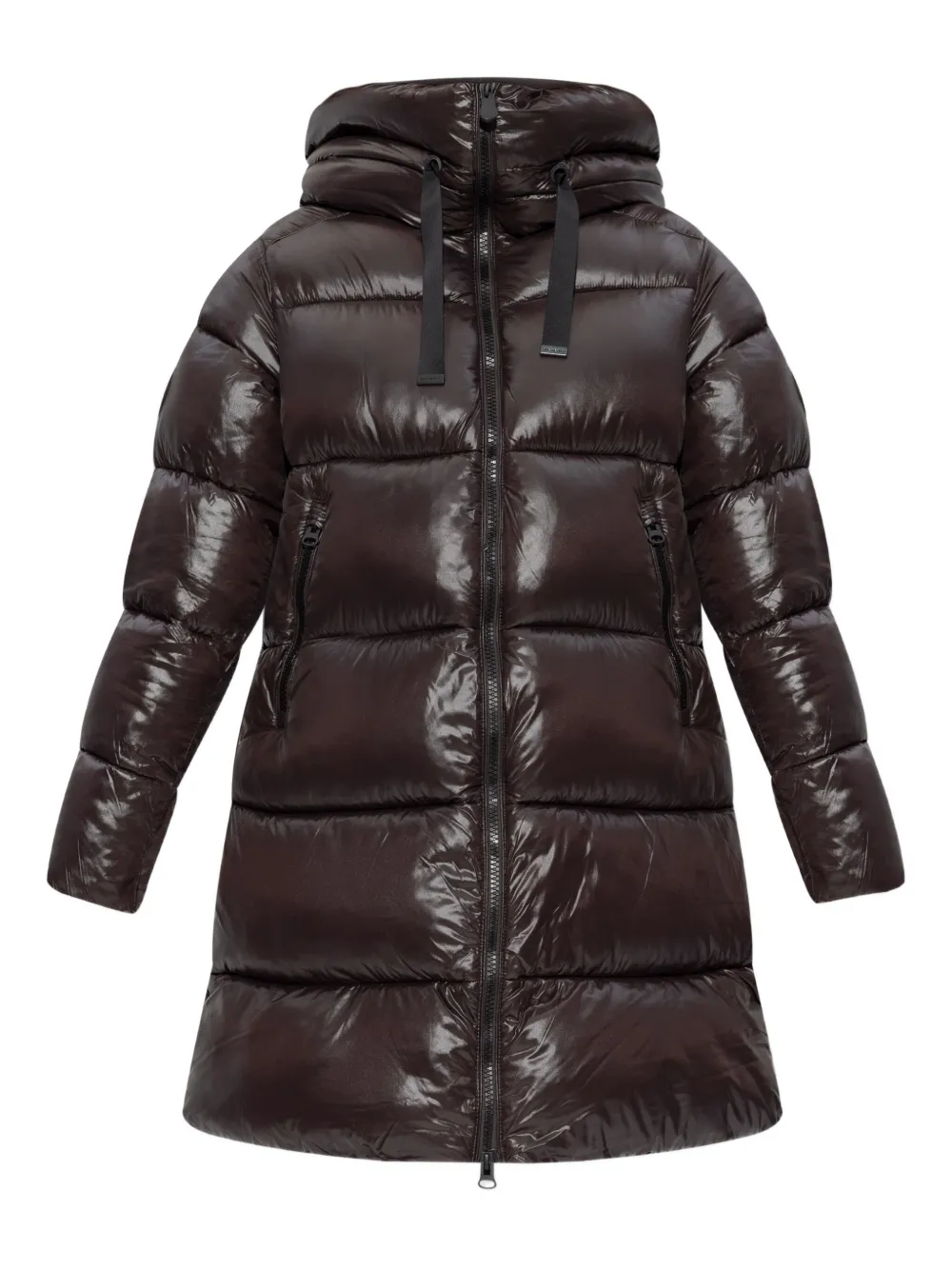 Save The Duck Hooded Quilted Coat In Brown