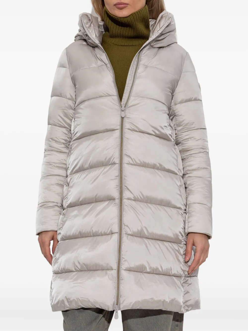 Save The Duck Logo-patch Padded Coat In Gray