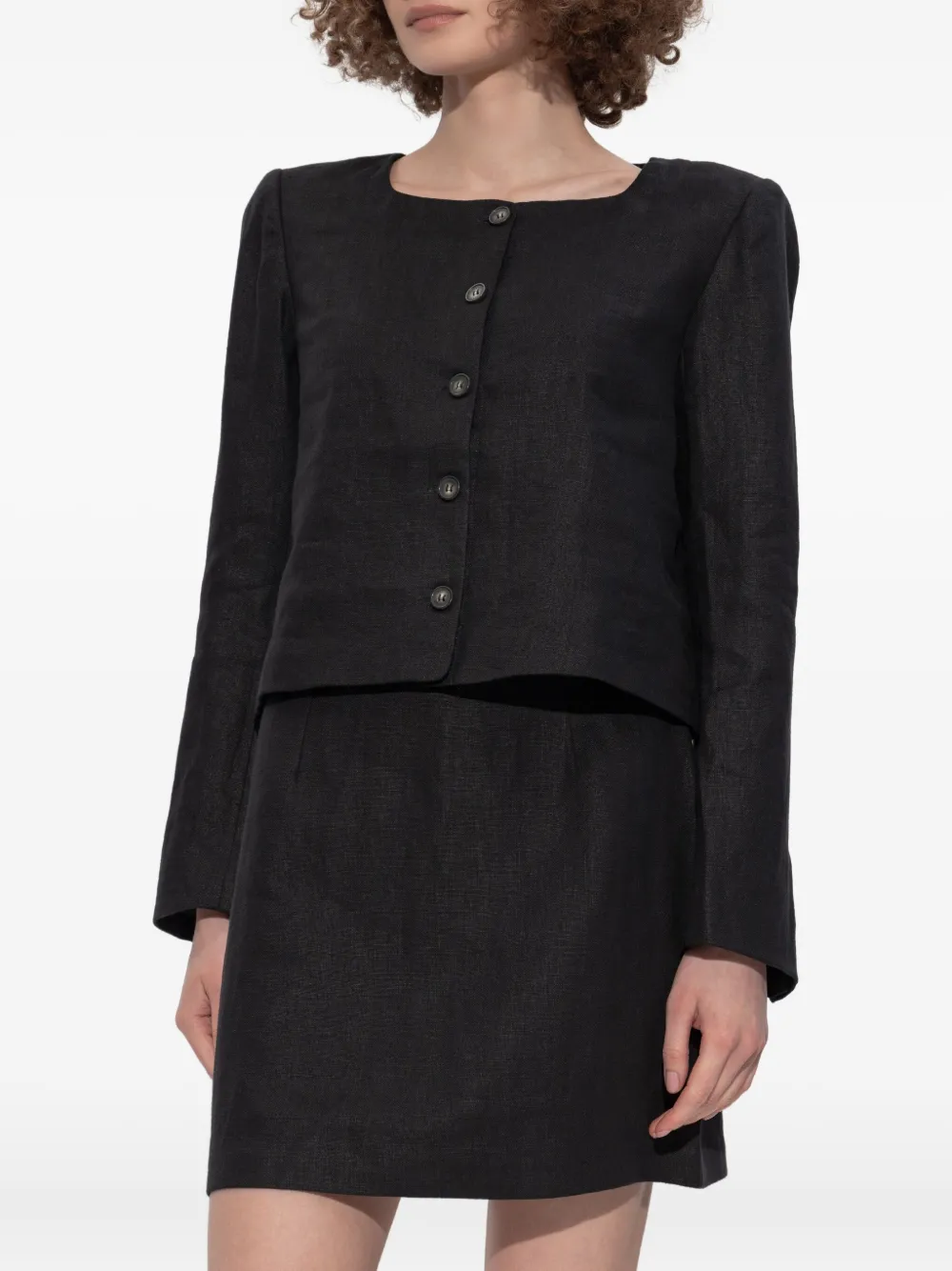 Emma Button-Front Linen Jacket