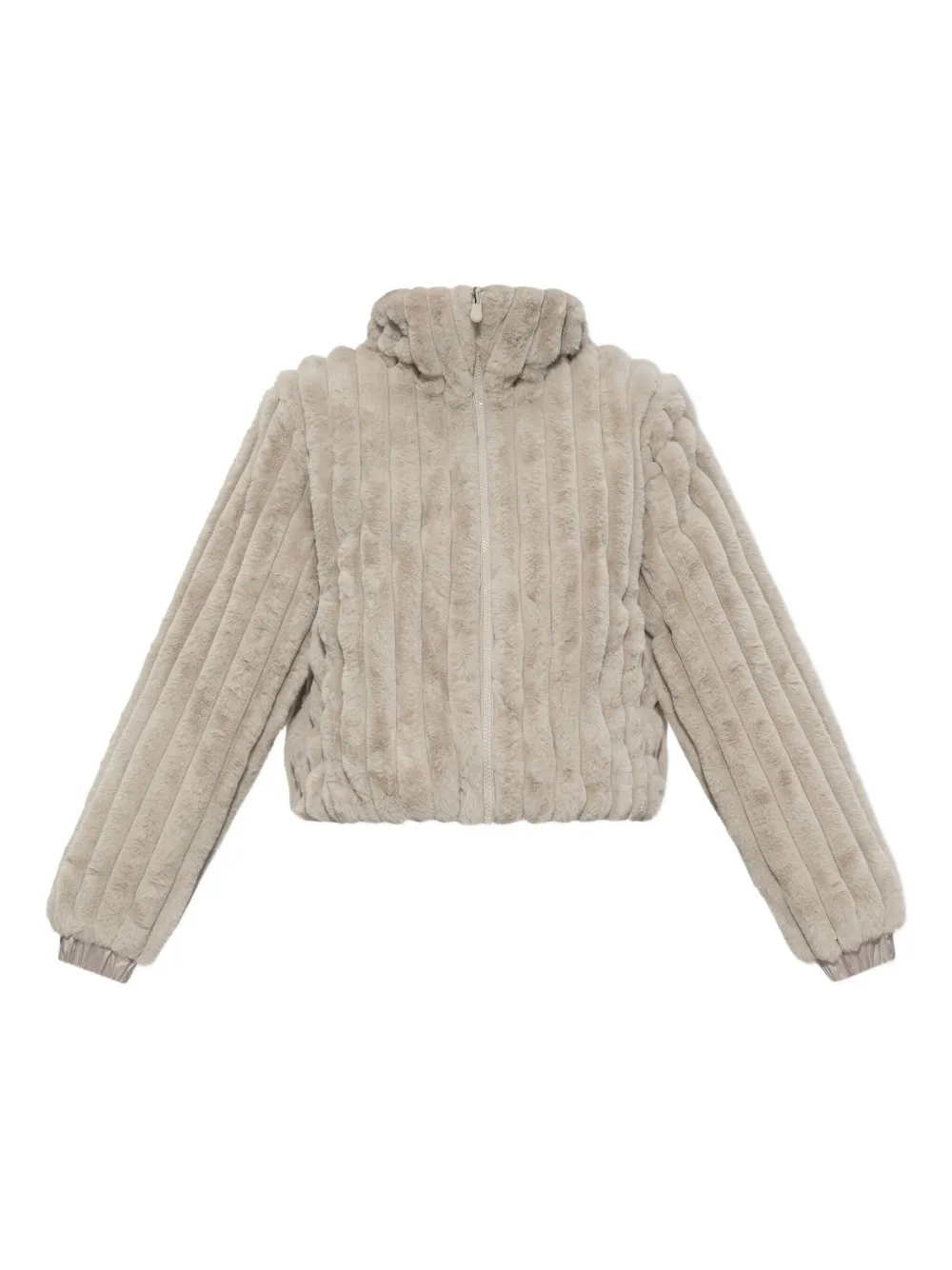 Save The Duck Ribbed-texture Zip-front Jacket In Neutral