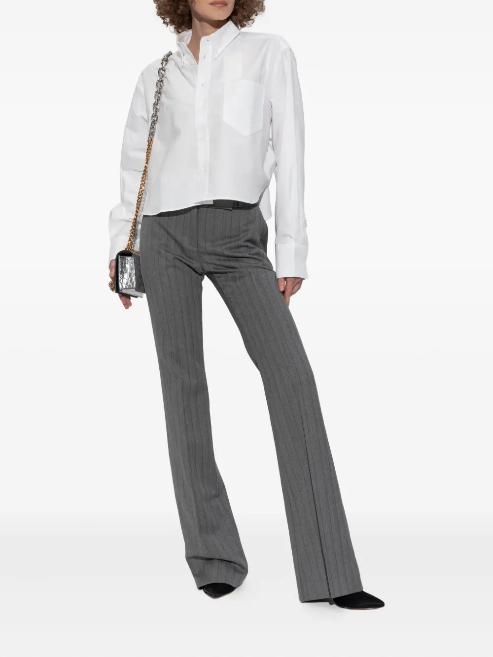 Alexander McQueen pinstripe flared trousers Grijs