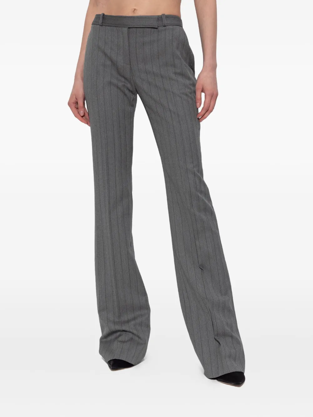 Alexander McQueen pinstripe flared trousers Grijs