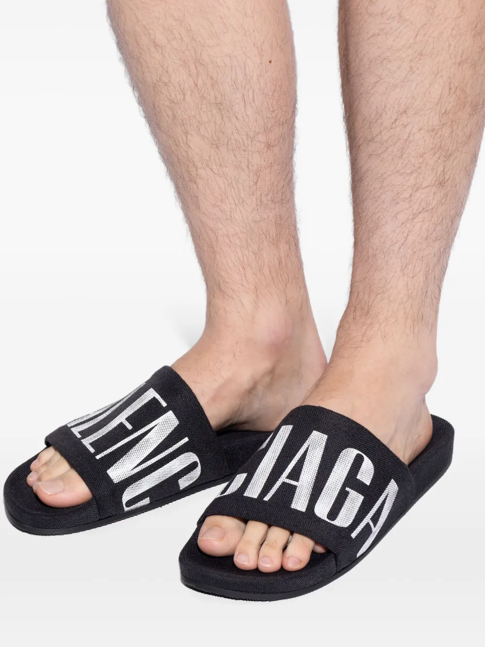 Balenciaga logo-print slides Black