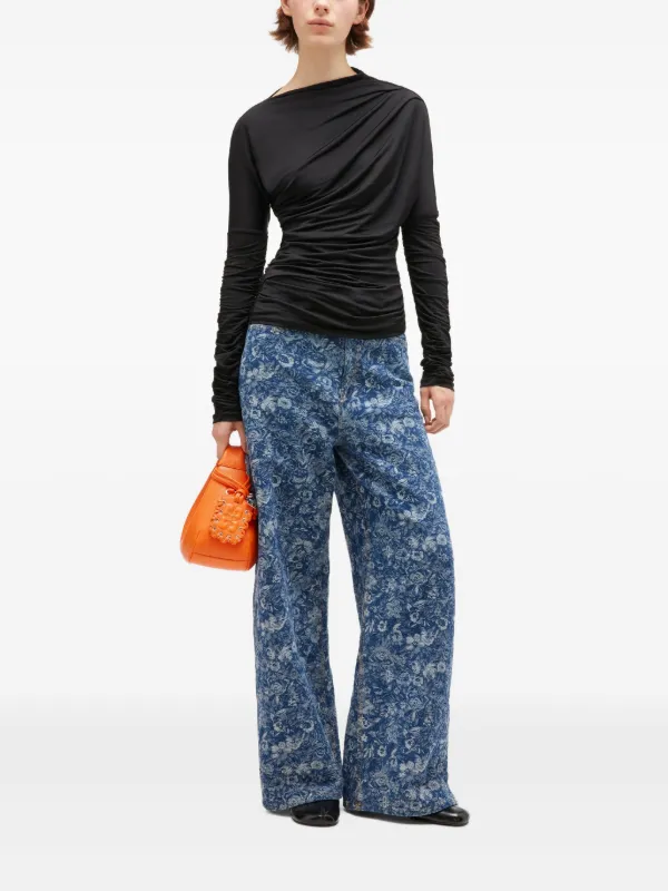 GANNI シャーリング トップ | ブラック | FARFETCH JP