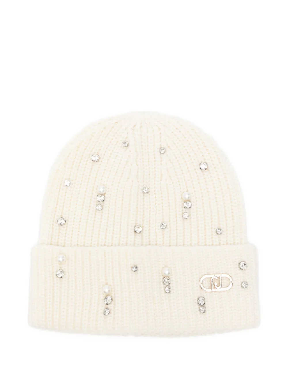 crystal-embellished ribbed beanie