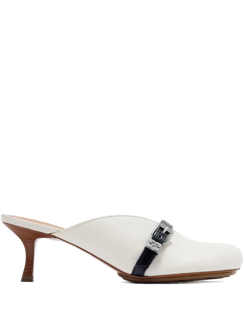 GANNI buckle heeled mules White
