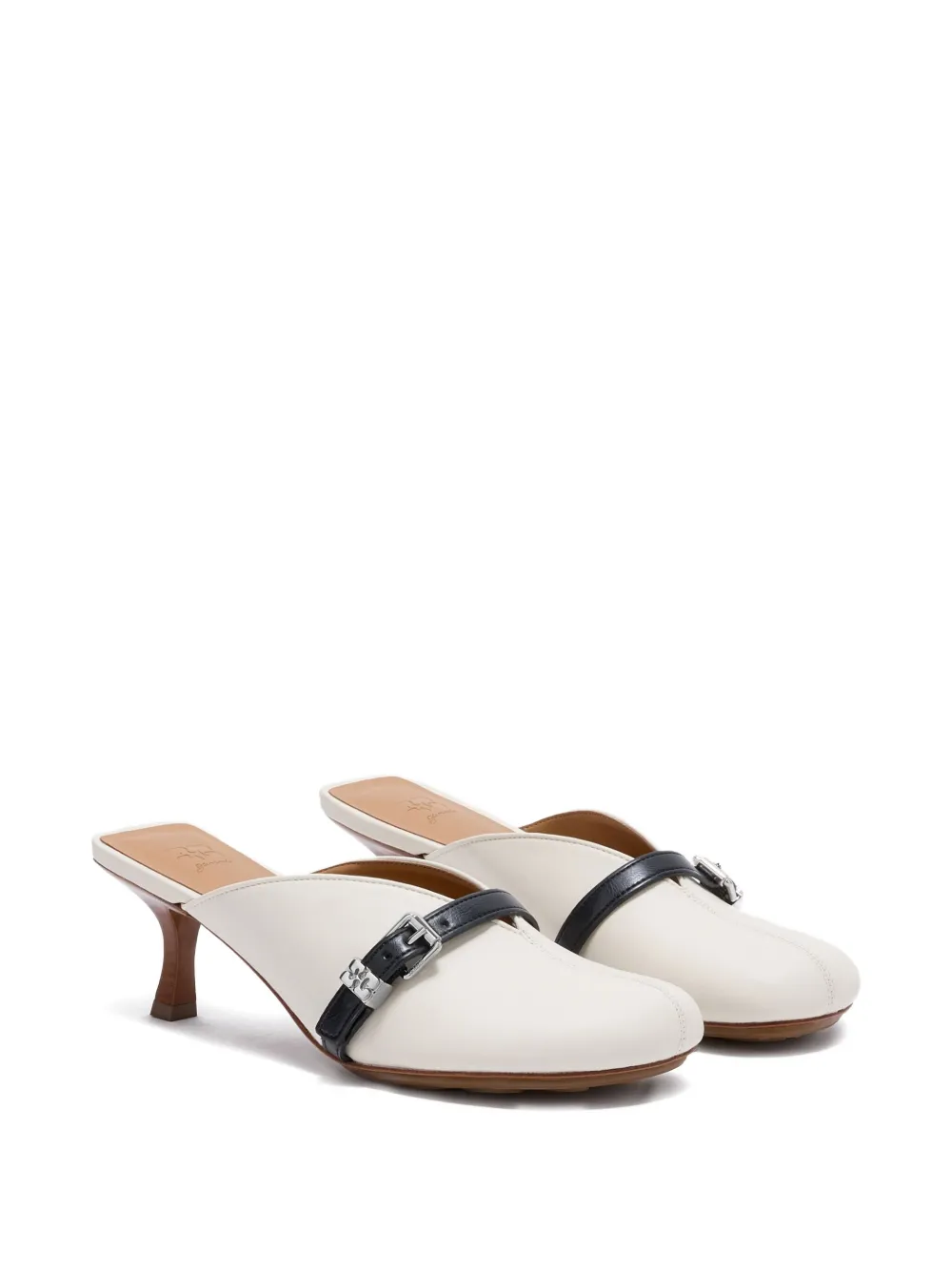 GANNI buckle heeled mules White