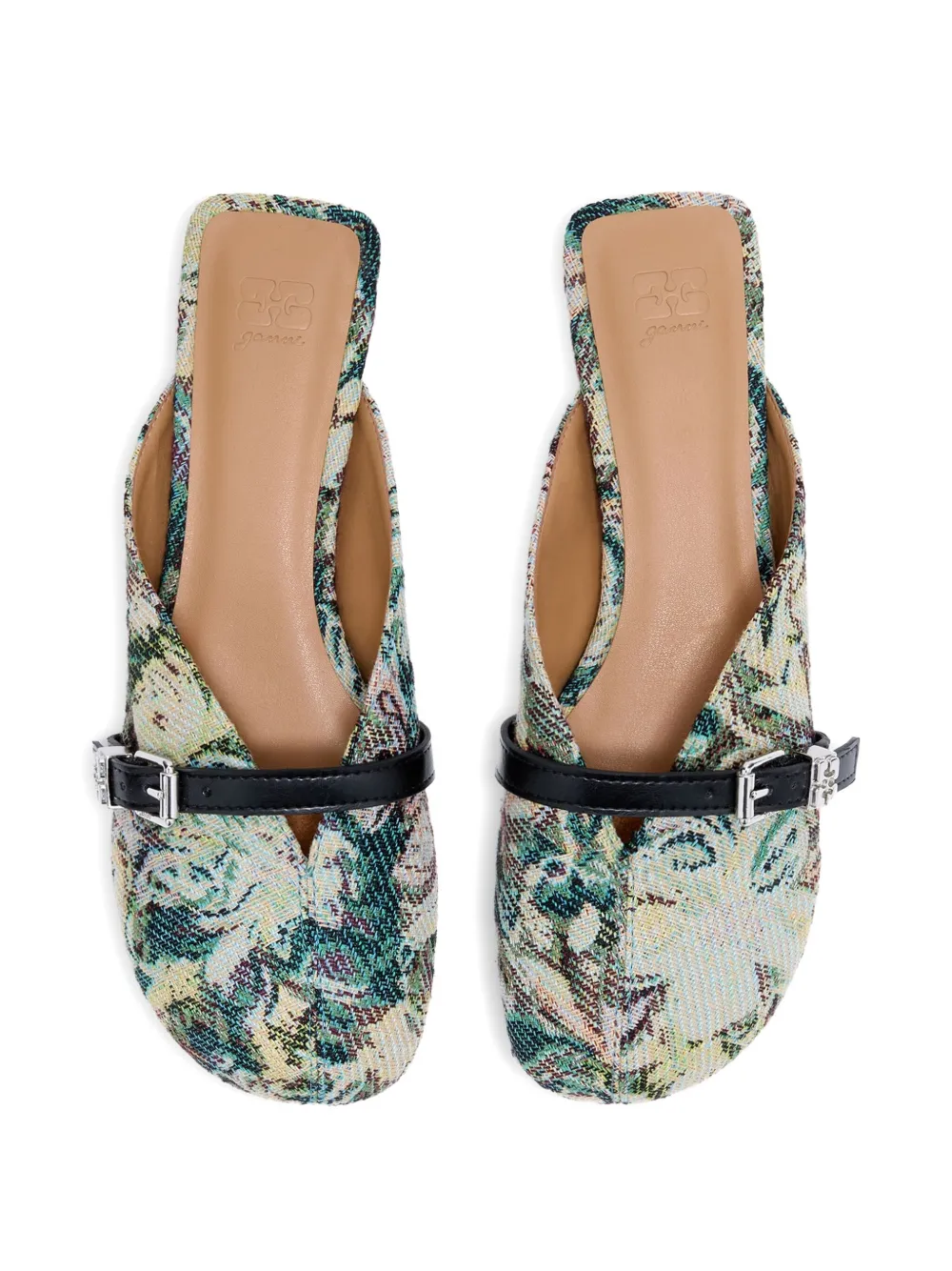 GANNI Tapestry muiltjes met kitten hak Groen