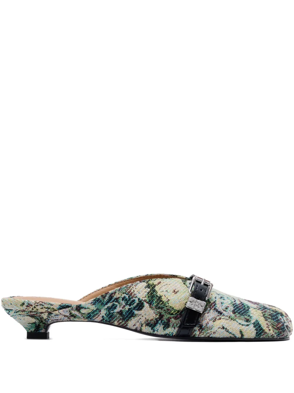 GANNI Tapestry muiltjes met kitten hak Groen