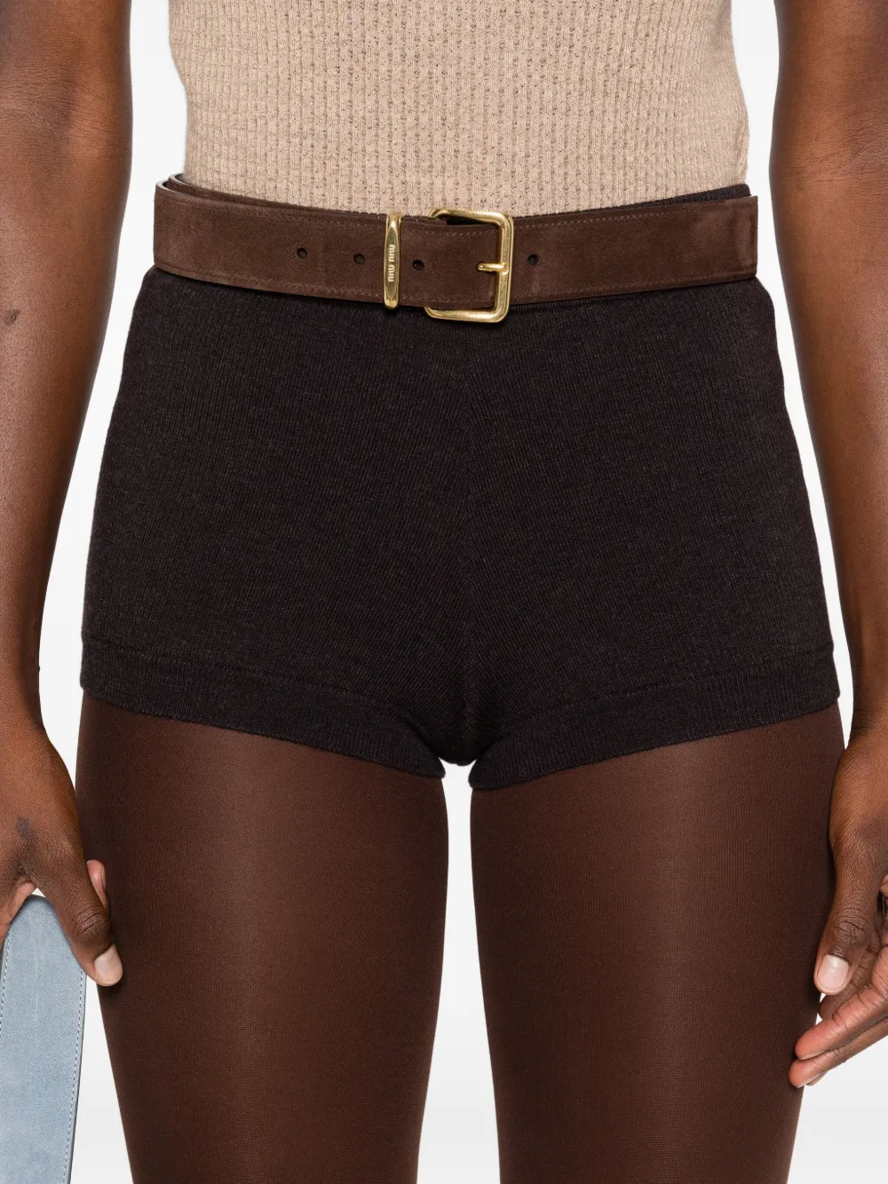 P.a.r.o.s.h Wool Short Shorts In Brown