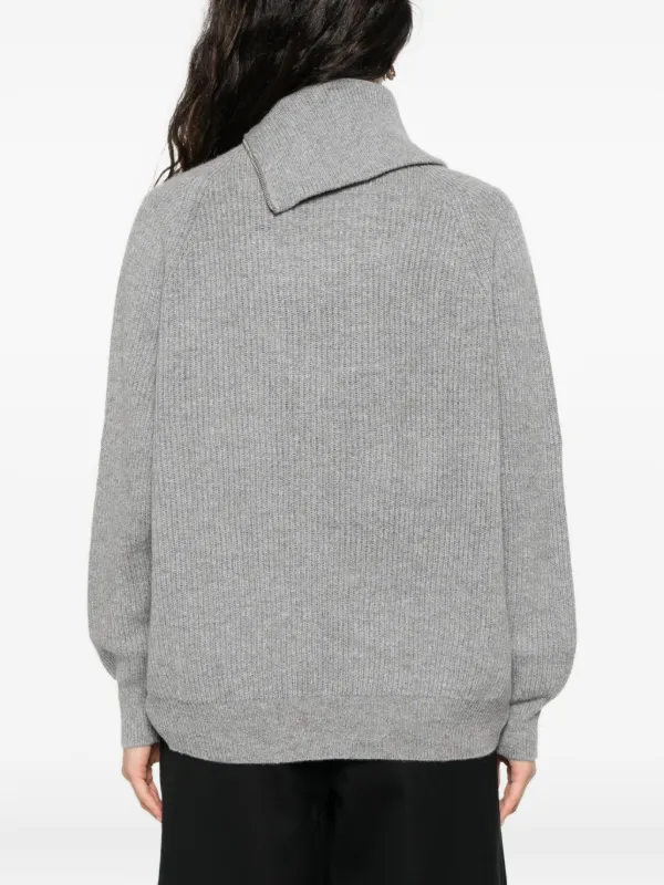 Sportmax asymmetrical-neck zip-front Sweater Grey FARFETCH SG