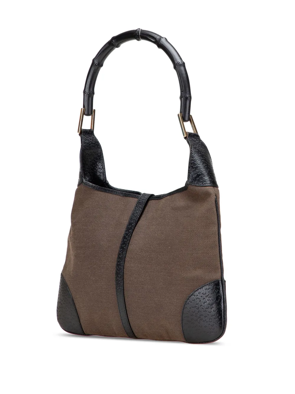 Pre-owned Gucci 2000-2015 Canvas Bamboo Jackie Hobo Bag In Black